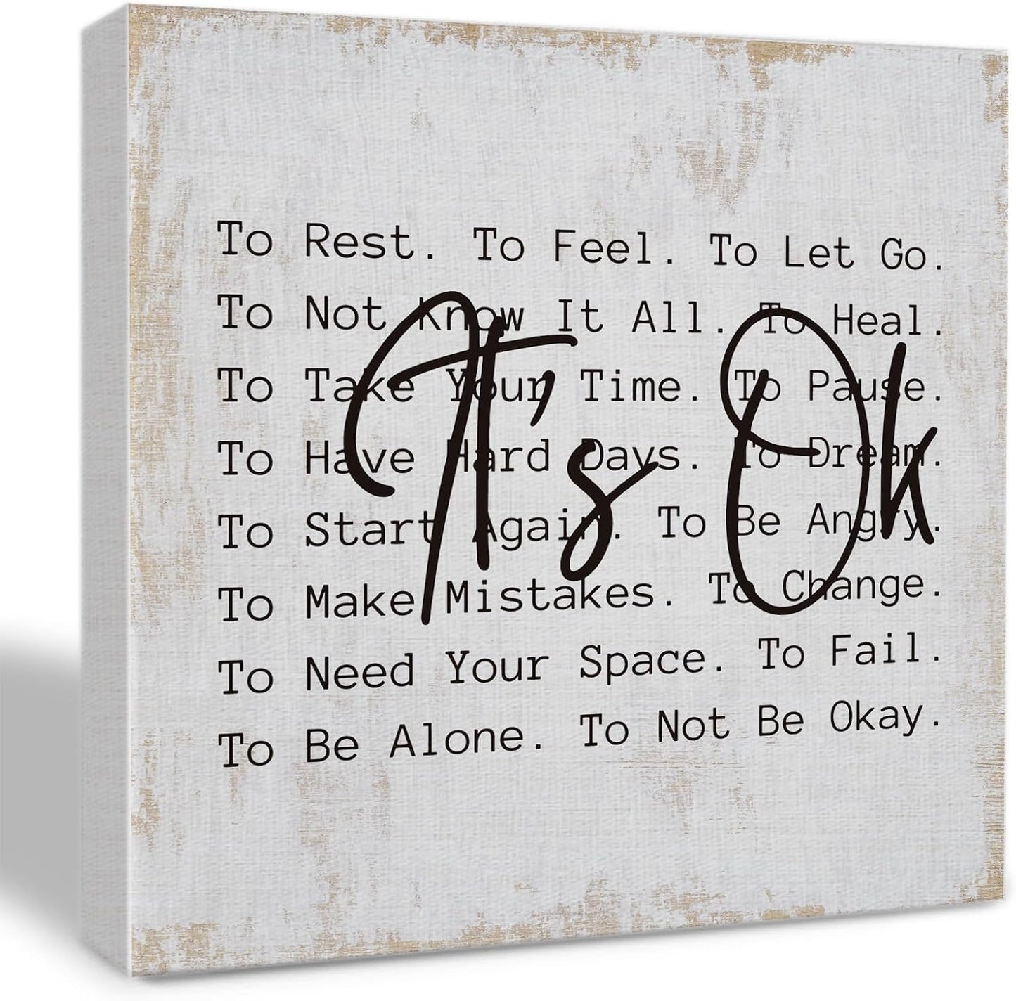 Inspirational Gifts for Women Men Canvas Wall Art Framed Painting Prints Wall Decor Motivational Decorative Mental Health Decorations for Bathroom Home Decor Office Accessories,11.8x11.8 Inch