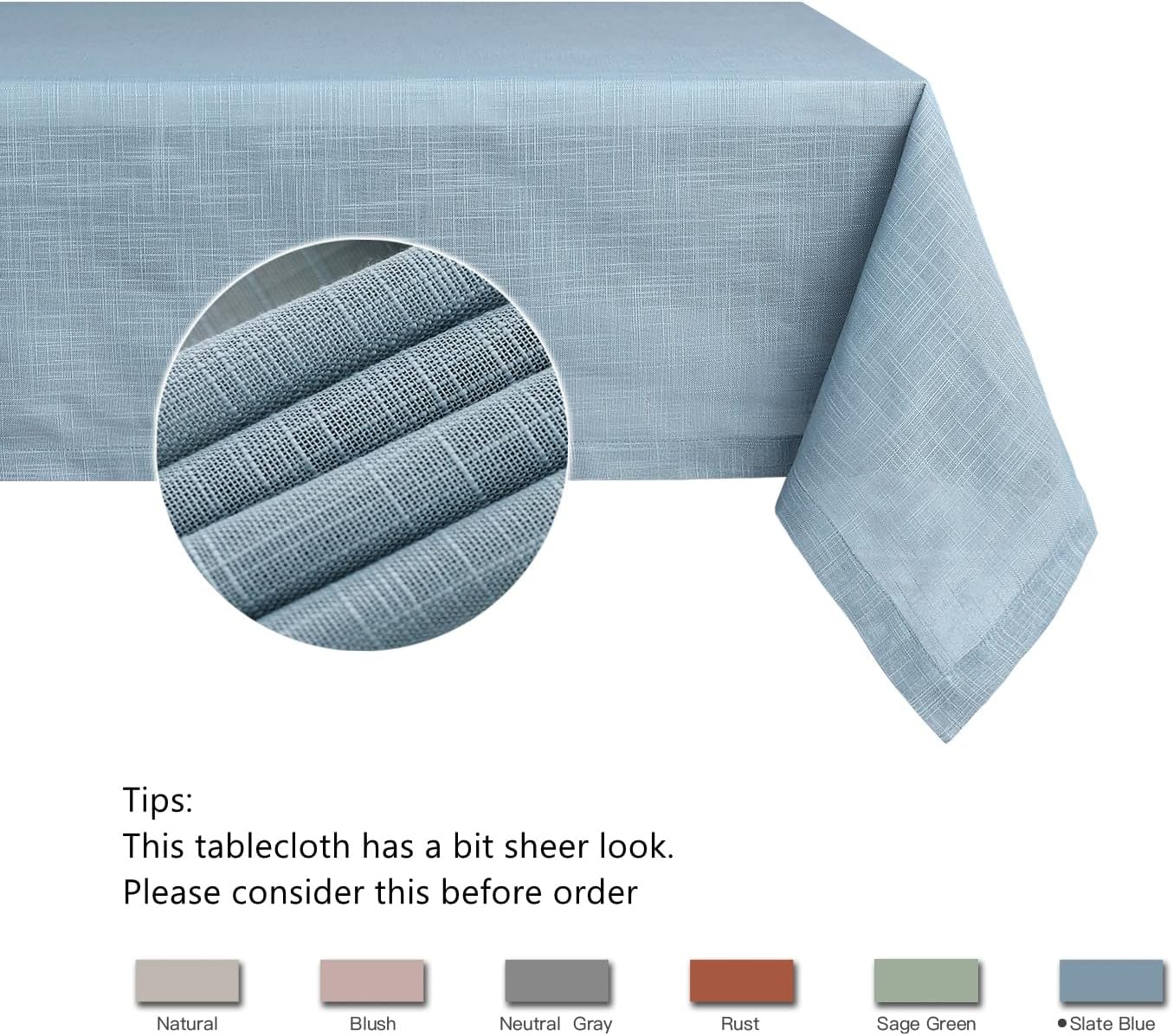 maxmill Lux Faux Linen Tablecloth with Slubby Yarn Textured Weaves Wrinkle Resistant Anti-Shrink Soft Table Cloth for Kitchen Dining Restaurant Tabletop Rectangle 60 x 120 Inch Slate Blue