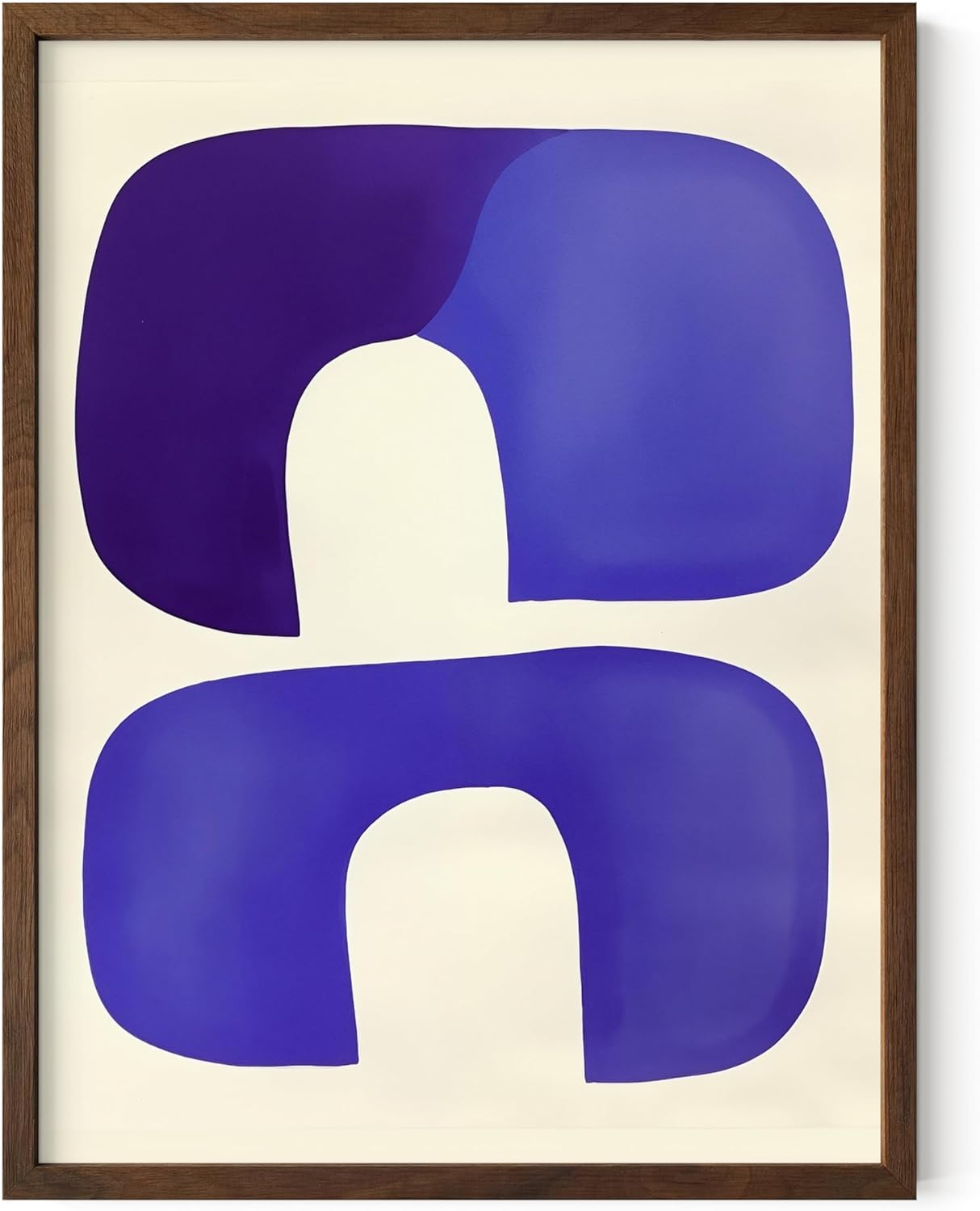 HAUS AND HUES Modern Abstract Wall Art - Blue and Green Living Room Art, Modern Artwork for Walls, Minimalist Picture for Living Room(Blue Tribal Shapes, Walnut Frame, 12x16)