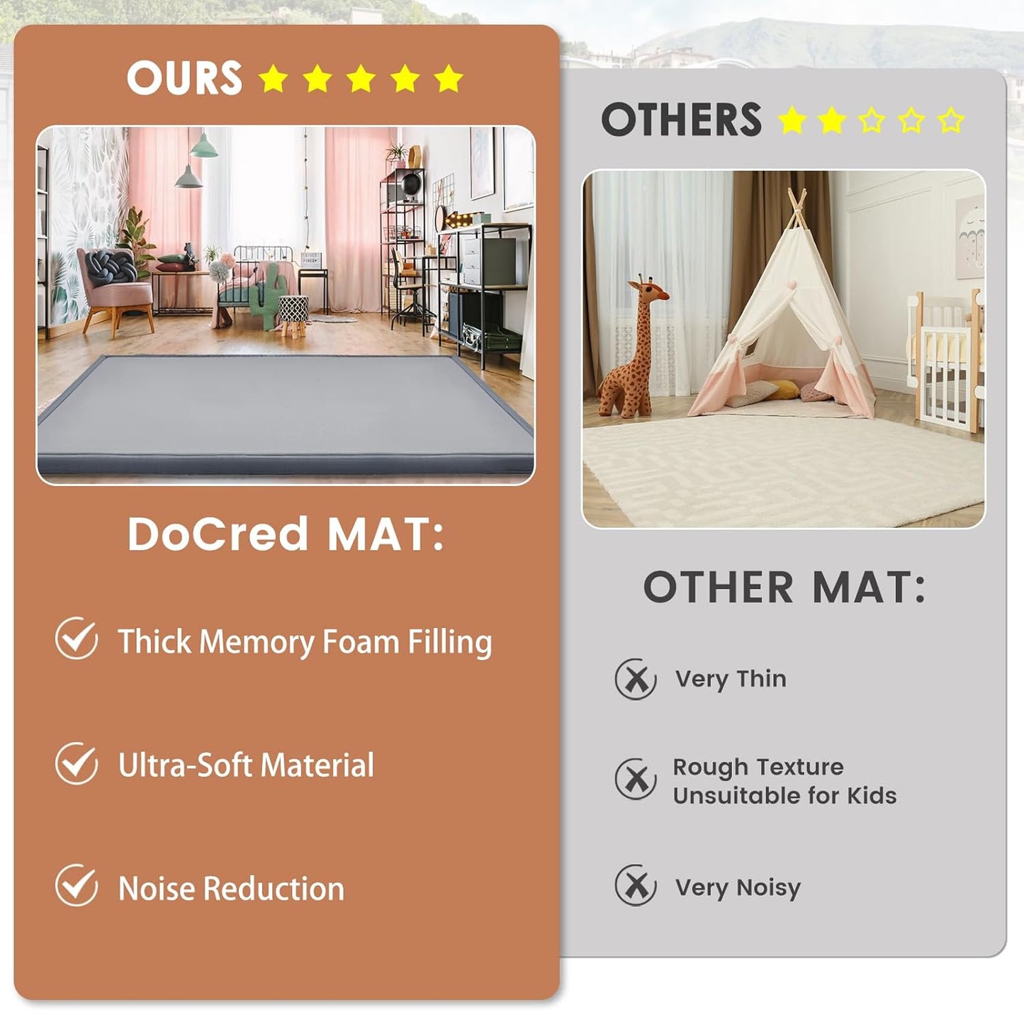 Baby Play Mat for Floor - 1.4" Thick Memory Foam Rug, 80"x70" Playpen Tummy Time Mat, Soft Velvet Nursery Rug, Large Padded Crawling Mats, Cushioned Pads for Playroom Toddlers, Infants, Yoga, Tatami