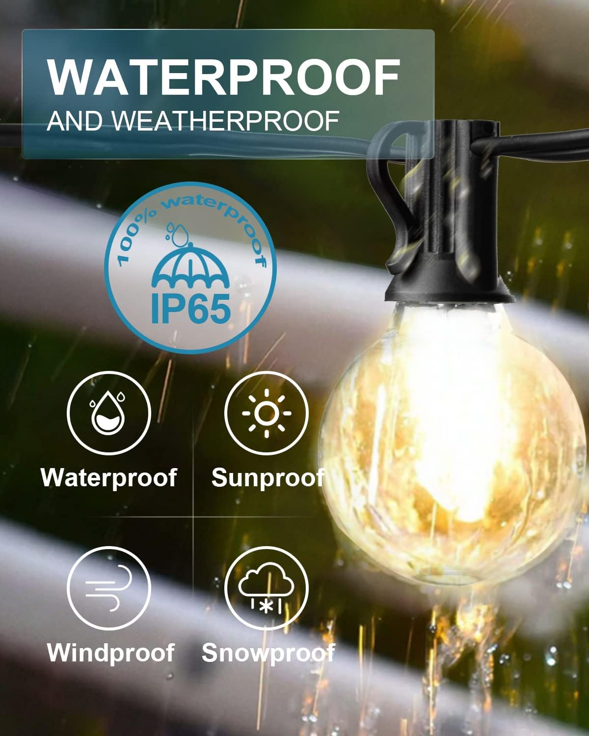 Lightdot 200FT Outdoor String Lights, LED Bistro String Lights with Shatterproof G40 Vintage Bulbs, 2200K Dimmable, Waterproof Hanging Lights for Porch, Deck, Garden, Backyard, Balcony - ETL Listed