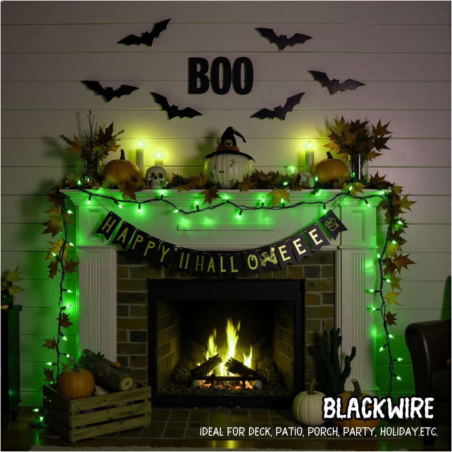 13FT 50-Count Green Halloween Lights, Incandescent Mini String Lights with Green Wire, Connectable St Patrick's Day Decorations Lights Waterproof for Indoor Outdoor Tree Garland Xmas Holiday