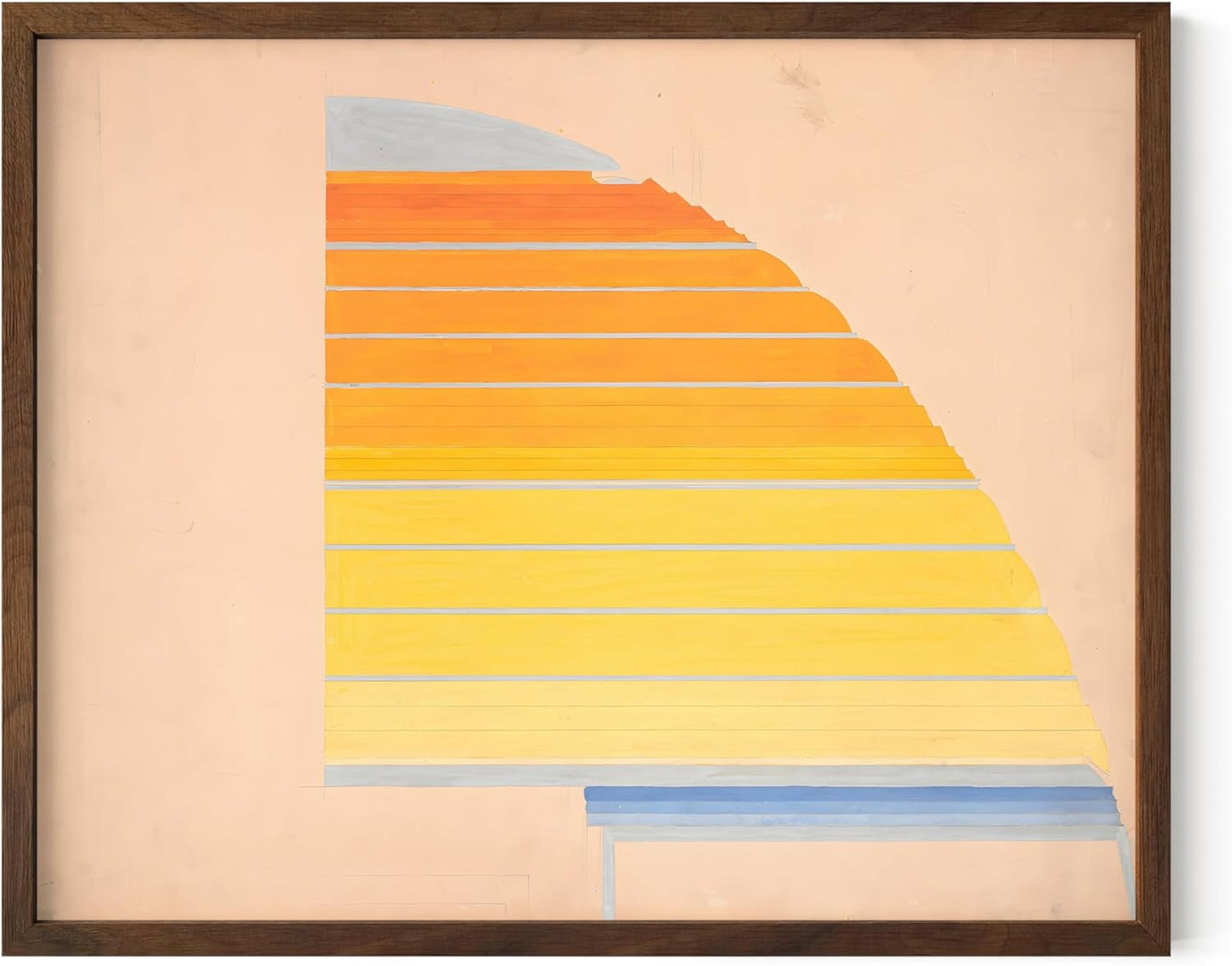 HAUS AND HUES Colorful Abstract Wall Art - Minimalist Retro Picture for Living Room Decor, Red and Pink Modern Wall Art Painting (Winold Reiss, Walnut Frame, 16x20)