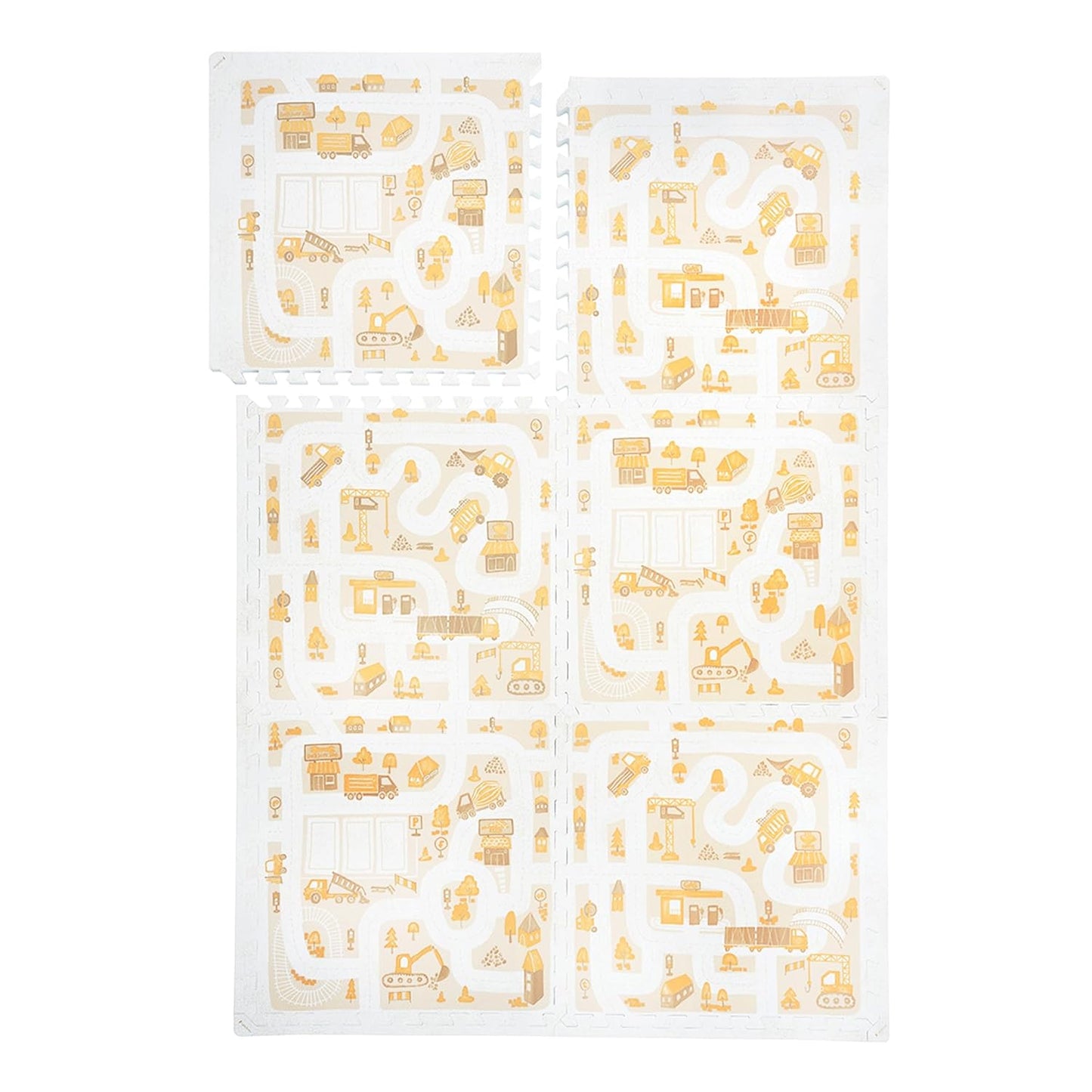 PopsyKosy Premium Baby Foam Play Mats -Stylish Floor & Exercise Puzzle Mat for Toddlers & Kids- 6 Soft, Non-Toxic, Odorless, Peel-Resistant Foam Tiles - 6ft x 4ft -1" inch Extra-Thick, Warm Beige