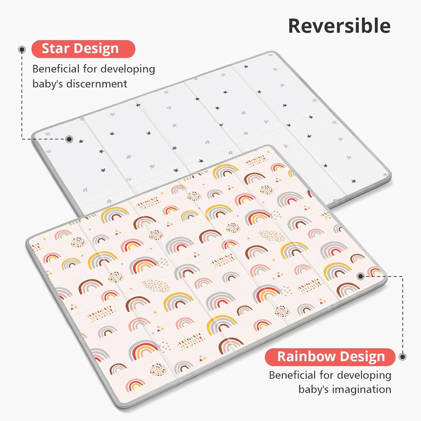 XL Baby Play Mat, 79" X 71" Extra Large Play Mat, Baby Mats for Floor, Waterproof, Anti-Slip Baby Crawling Mat, Soft Foam Mat for Babies and Toddlers, Reversible & Portable Rainbow and Star Pattern