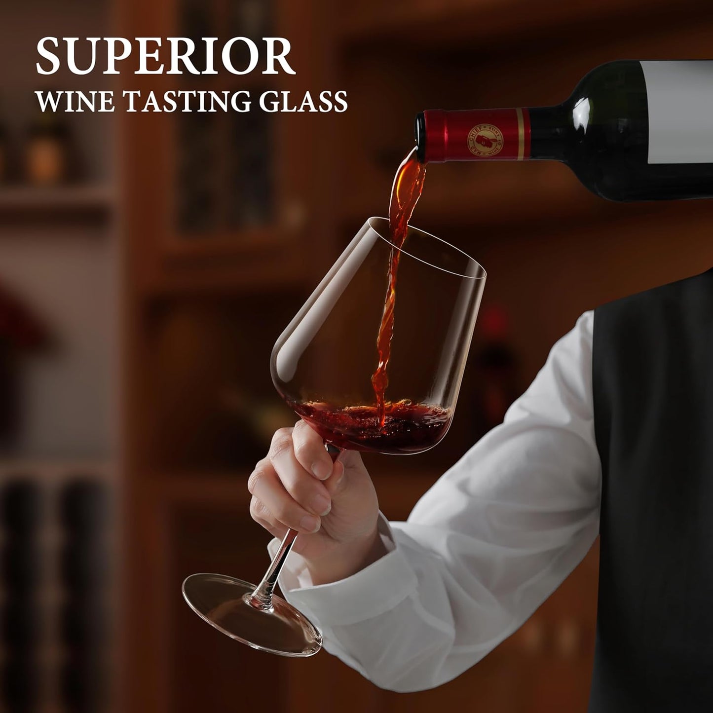 Crystal Wine Glasses Set of 4, 25oz Large Wine Glasses with Stem, Bordeaux, Burgundy, Premium White Red Wine Glass Set Gift for Birthday, Wedding, Christmas