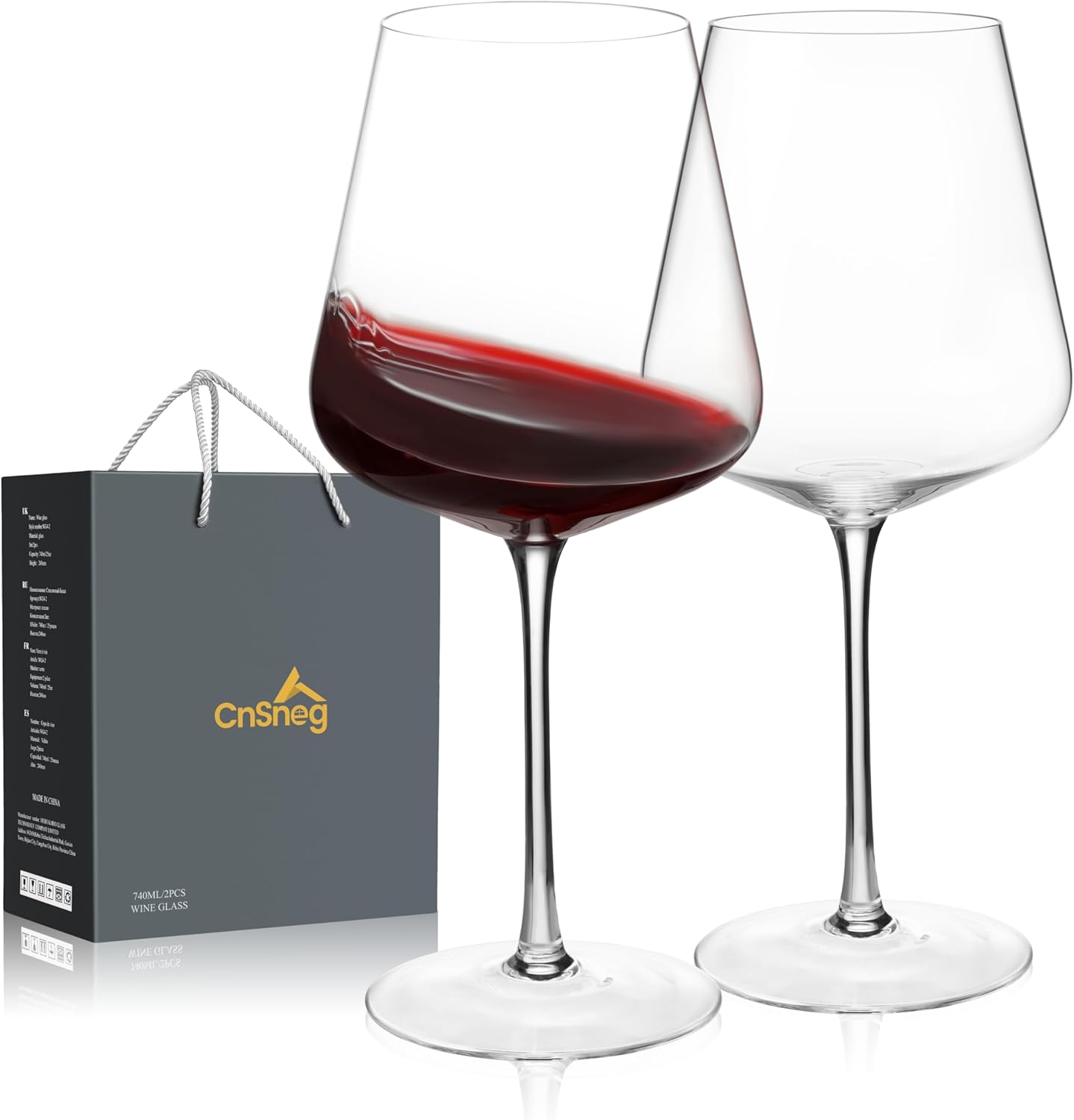 Crystal Wine Glasses Set of 2, Large Wine Glass 25OZ, Hand Blown, White/Red Wine Glasses for Wedding, Anniversary, Christmas