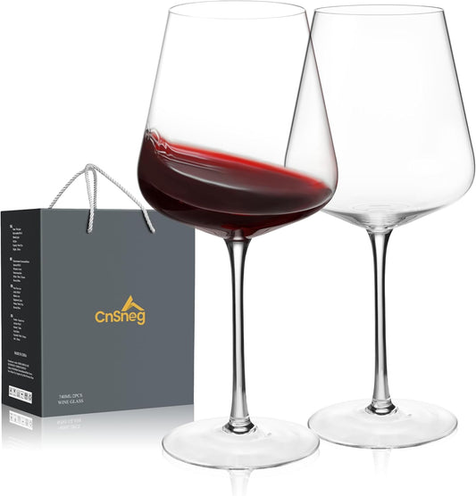 Crystal Wine Glasses Set of 2, Large Wine Glass 25OZ, Hand Blown, White/Red Wine Glasses for Wedding, Anniversary, Christmas