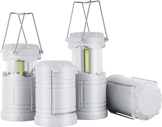 Lichamp LED Camping Lantern, 4 Pack Battery Powered Flashlight for Power Outages, Portable Collapsible Hanging Light Essential for Home, Outdoor, Emergency Lamp Survival Kit Gear for Hurricane, B4LW