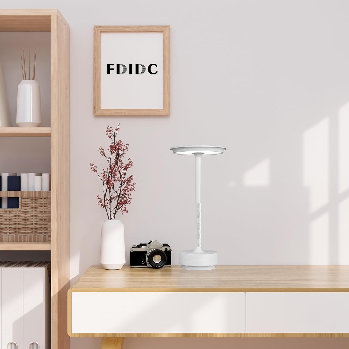 Rechargeable Cordless Table Lamp, Portable 5000mAh LED Touch Table Light, 3 Color Stepless Dimming Battery Powered Table Lamp for Outdoor/Restaurant/Patio.(Light Gray)