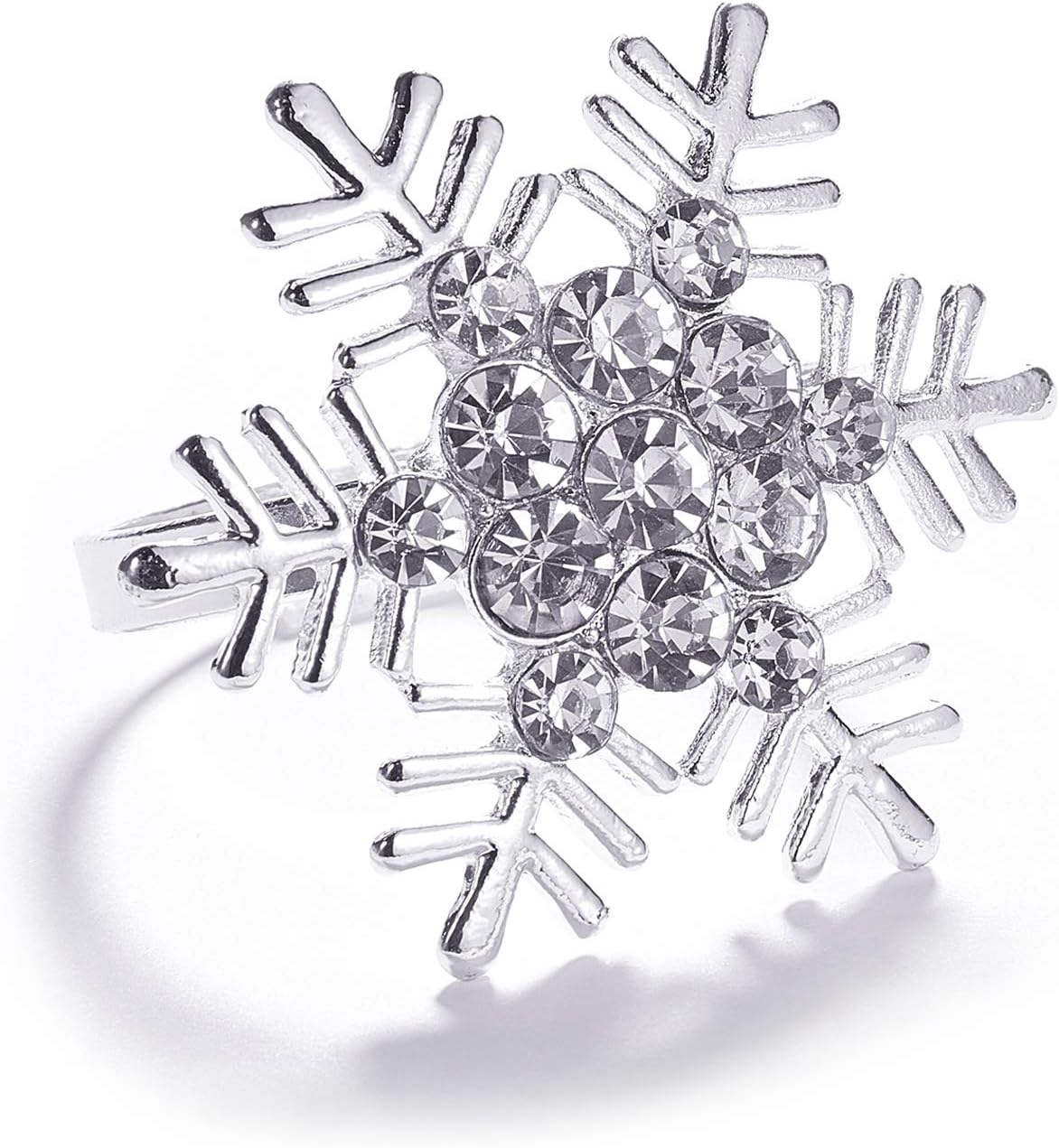 Legigo Set of 8 Christmas Snowflake Napkin Rings Holder- Diamond Snow Xmas Napkin Ring Holders for Cloth Napkins, Christmas Holiday Party Dinner Table Decoration
