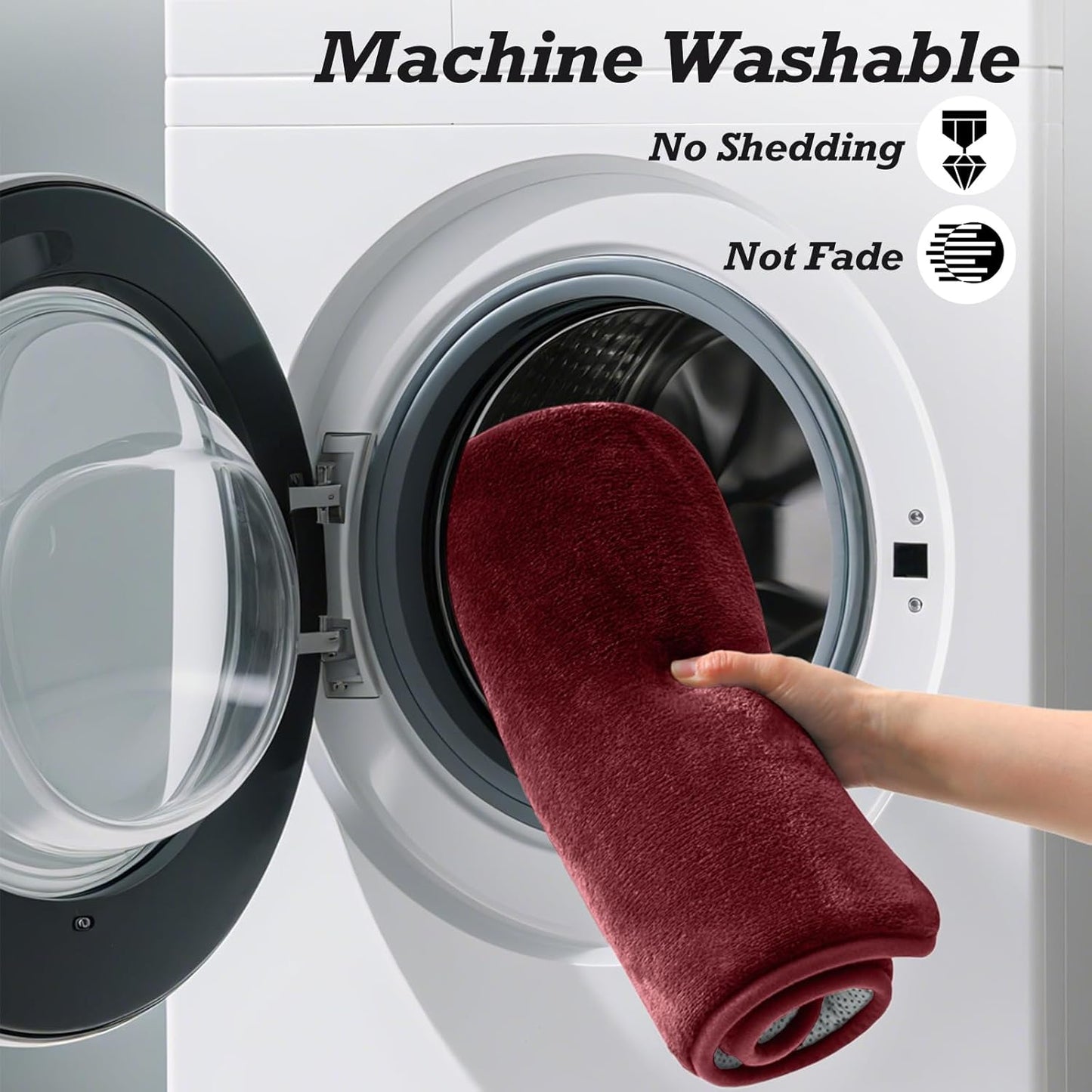 HUXMEYSON Bathroom Rugs Sets 3 Piece, Non-Slip & Quick Dry Bath Mat Set, Ultra Soft Velvet Bath Rugs for Bathroom, Toilet and Shower Floor, Red