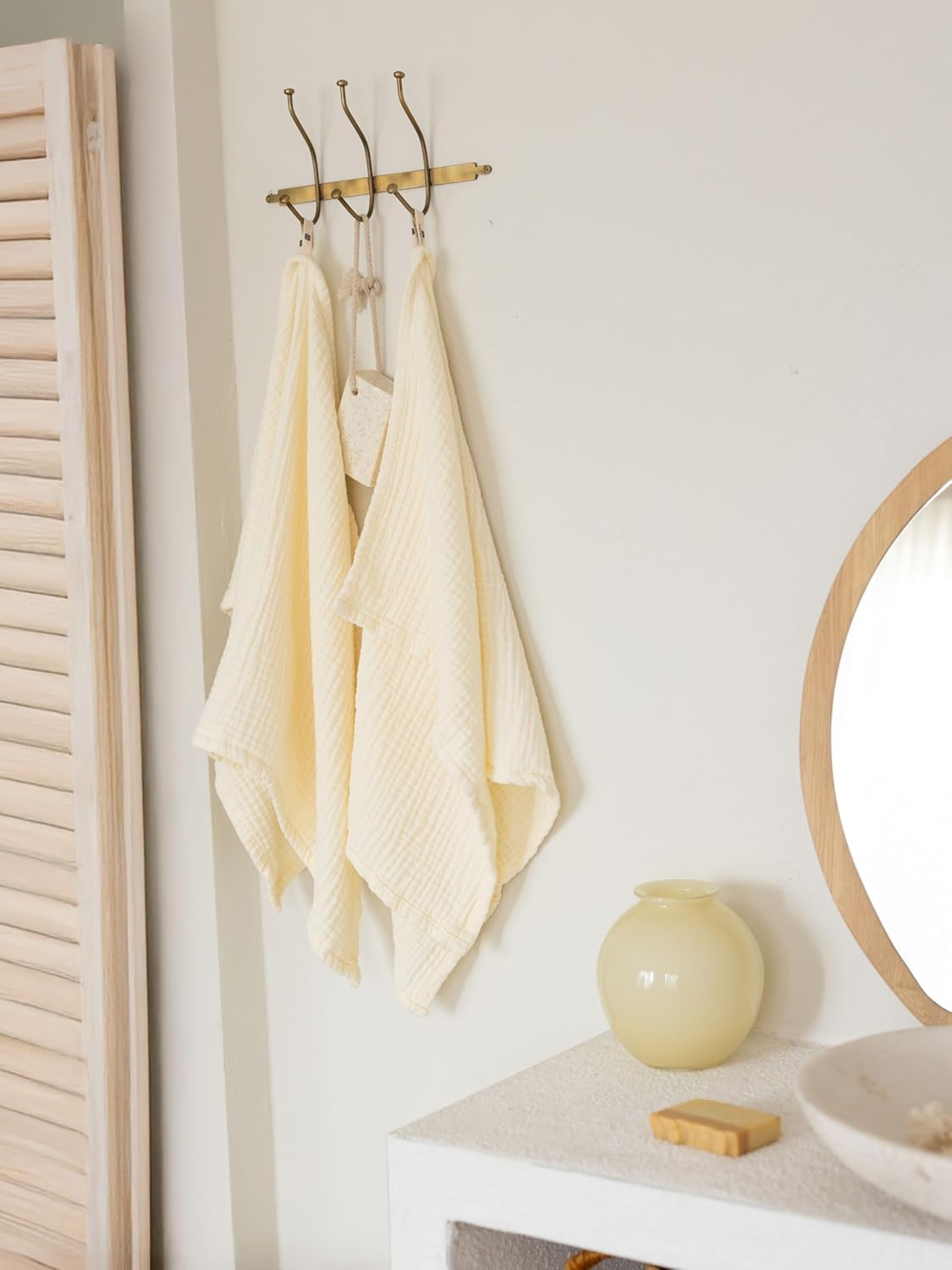 Muslin Hand Towel Pack of 4 18"x34" Inch Large Size, 100% Turkish Cotton, Thin, Soft, Quick-Dry, Lint-Free, Hand Towels (Natural, Pack of 4 Hand Towels)