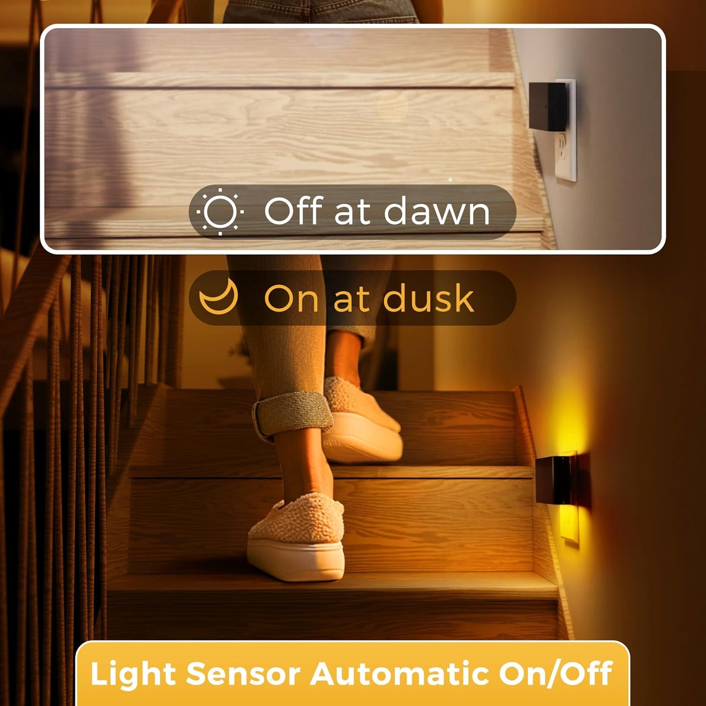 L LOHAS LED Night Light, 2 Pack Dimmable Modern LED Night Lights Plug into Wall,Dusk to Dawn Sensor Night Lights for Kid, 0-100LM 2000K Amber Nightlight for Hallway Bedroom Stairway