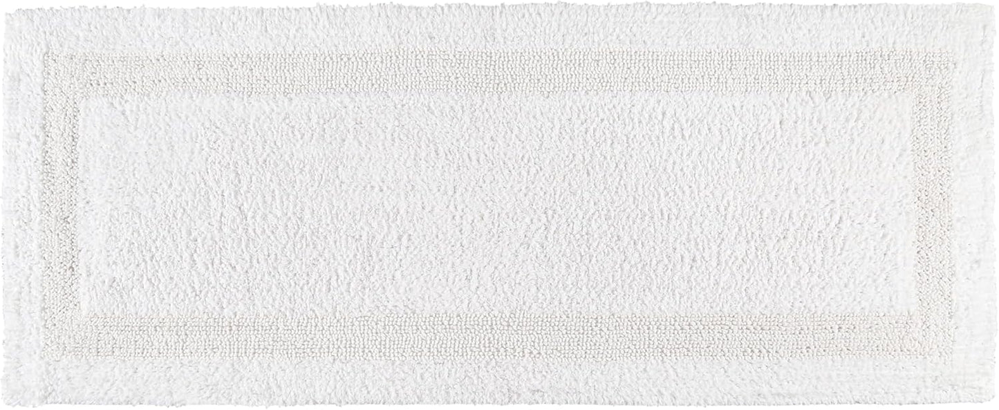 Bathroom Rugs Bath RunnerRugs 24x60 Inches White Cotton Tufted Large Reversible Washable Bath Mats for Bathroom Floor| Quick Dry Bathroom Mat for Tub Spa Shower Toilet| Entry Way Door Mats