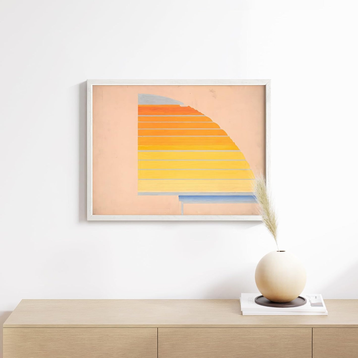 HAUS AND HUES Colorful Abstract Wall Art - Minimalist Retro Picture for Living Room Decor, Red and Pink Modern Wall Art Painting (Winold Reiss, White Frame, 12x16)