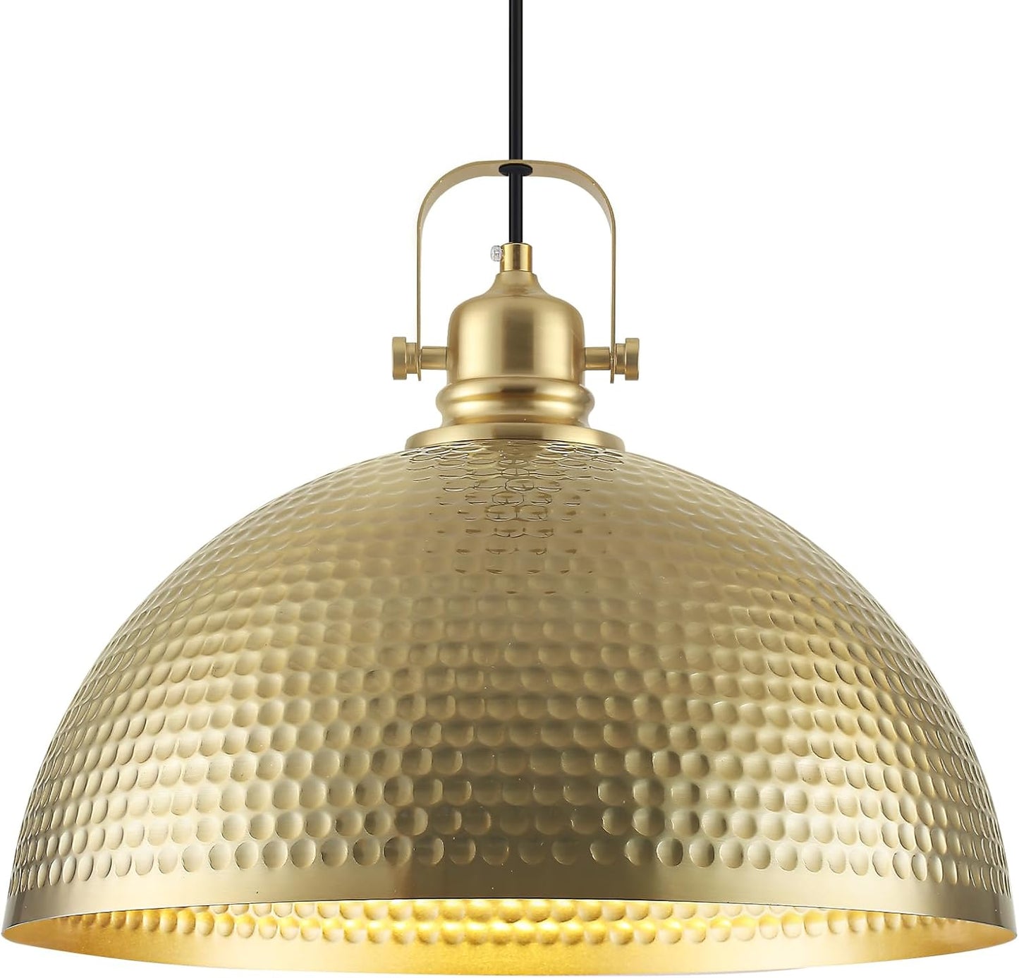 1 Pack Gold Pendant Light 16 inch, Hammered Large Dome Pendant Light, Industrial Farmhouse Pendant Lights Kitchen Island, Gold Island Pendant Lights for Kitchen, Dining Room Living Room