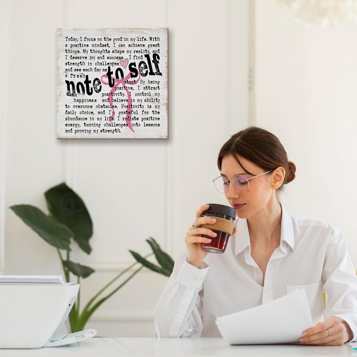 Inspirational Quotes Bow Canvas Wall Art Framed Painting Prints Wall Decor Rustic Motivational Decorative Mental Health Decorations for Bedroom Home Decor Office Accessories,11.8x11.8 Inch