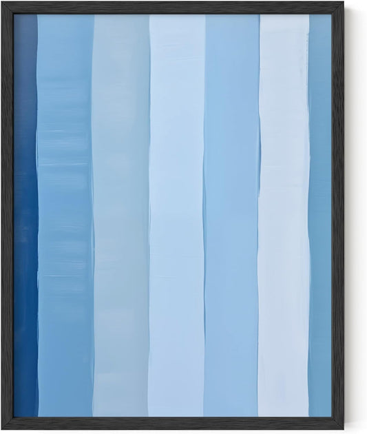 HAUS AND HUES Modern Abstract Wall Art - Blue and Green Living Room Art, Modern Artwork for Walls, Minimalist Picture for Living Room(Painted Stripes, Unframed, 11x14)