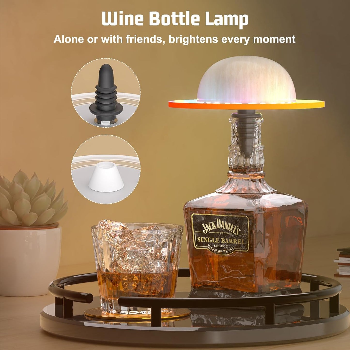 Nreonrick RGB Table Lamp,Wireless Bottle Lamp, Dimmable Color Changing Desk Lamp, Music Sync Bedside Lamp with Remote and Touch Control for Bedroom,Bar,Halloween Decor (1 Pack)