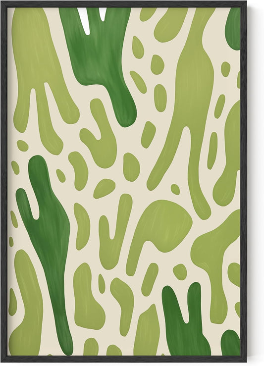 HAUS AND HUES Modern Abstract Wall Art - Blue and Green Living Room Art, Modern Artwork for Walls, Minimalist Picture for Living Room(Green Pattern, Unframed, 24x36)