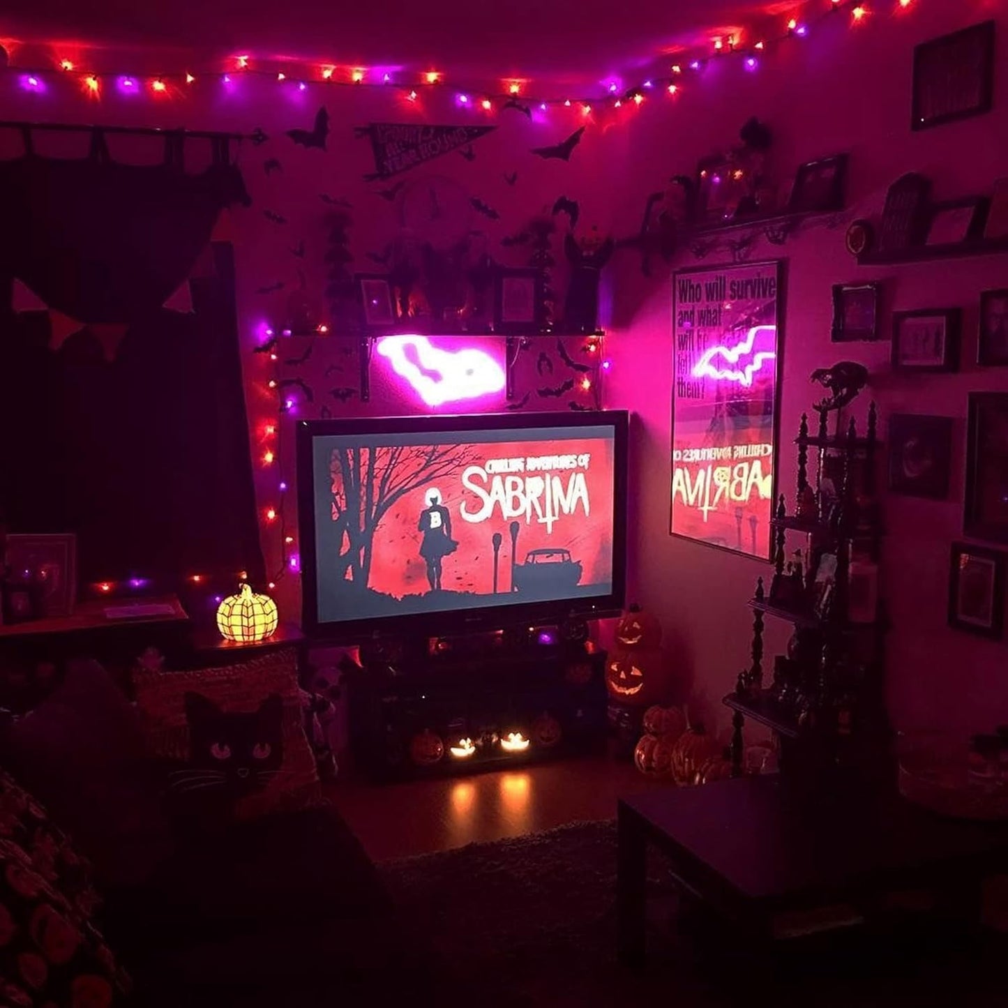 TW SHINE Halloween Lights, 200 LED 66FT Outdoor Halloween Lights Plug in with 8 Modes, Waterproof Light Outdoor, Indoor Decorations for Party Yard Haunted House Decor, Orange and Purple