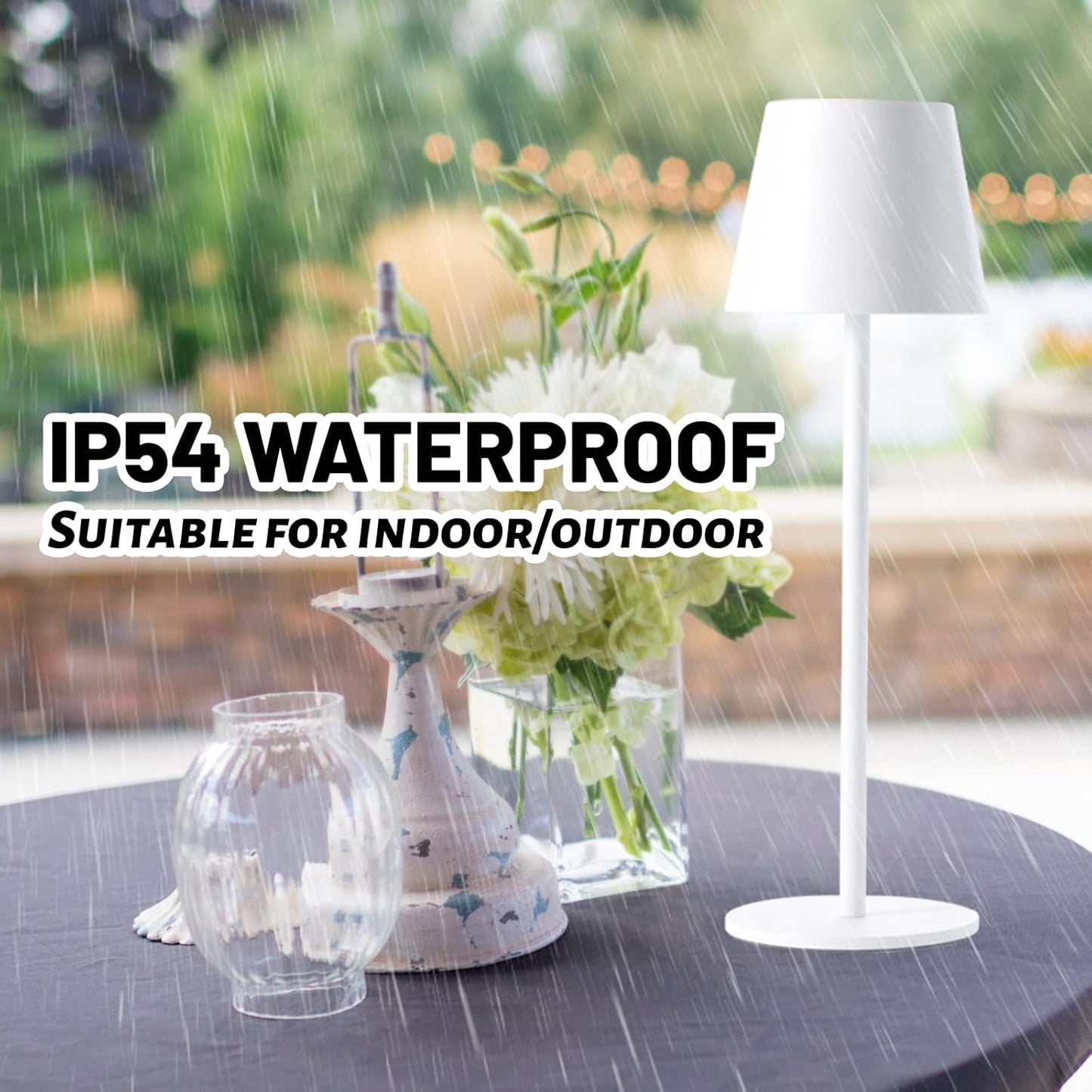 Maksone 2 Pack RGB Cordless Table Lamp, 6600mWh Rechargeable Battery Desk Lamp, 3000K Stepless Dimming and Led Color Changing Night Light, IP54 Waterproof Outdoor Portable Lamp for Patio (White)