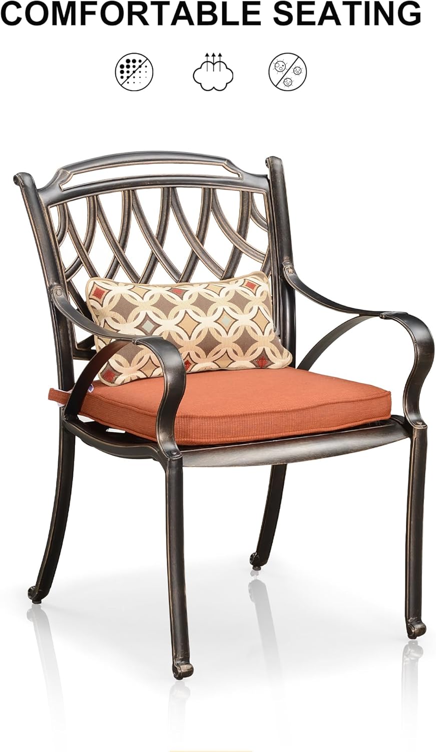 PURPLE LEAF 9 Pieces Patio Dining Sets Cast Aluminum Furniture with Rectangular Table for Lawn Garden Backyard Deck Outdoor Dining Sets with Cushions and Pillows, Rhombic Brick Red