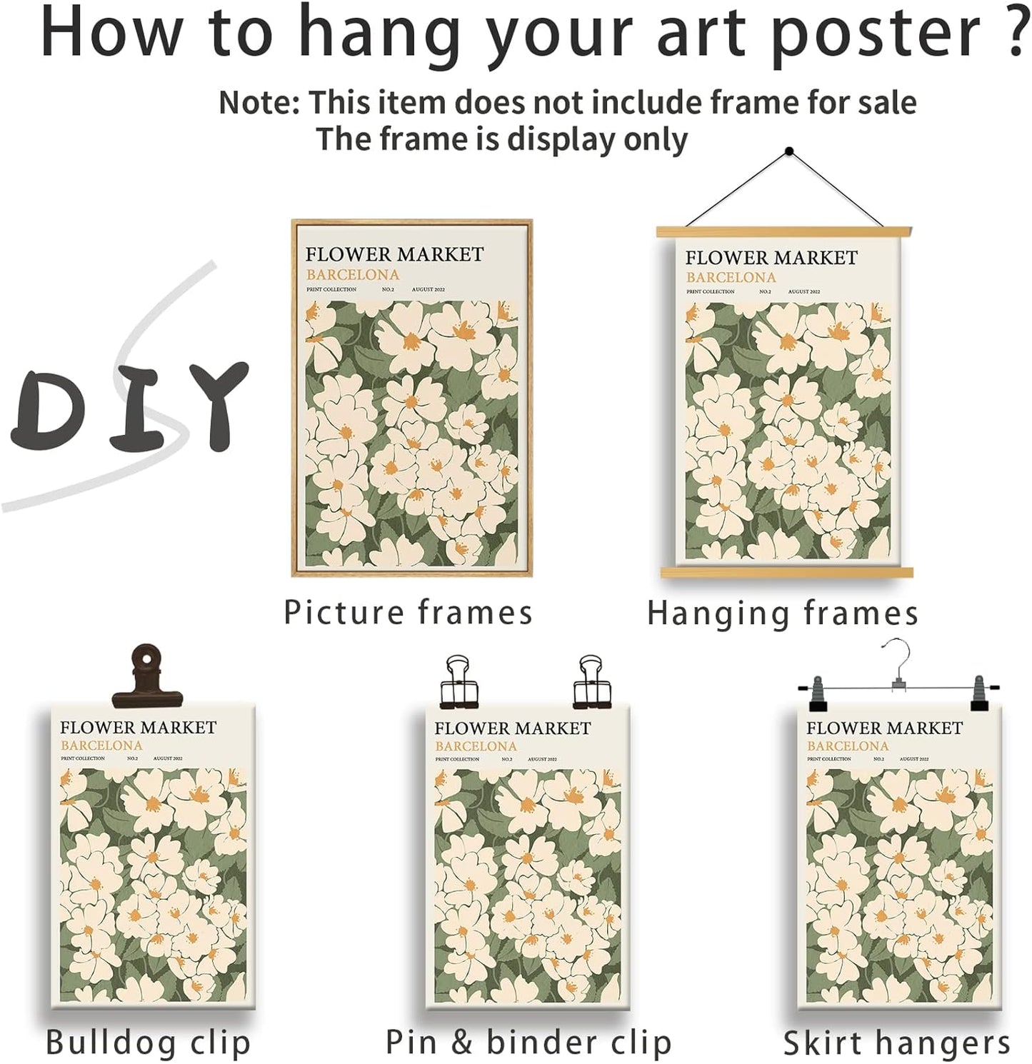 Zzuyi Flower Market poster Decor Green And White Fresh Art poster Canvas poster for Living Room, Bed Room, Office Home Decoration Gift- 16X24 In Unframed