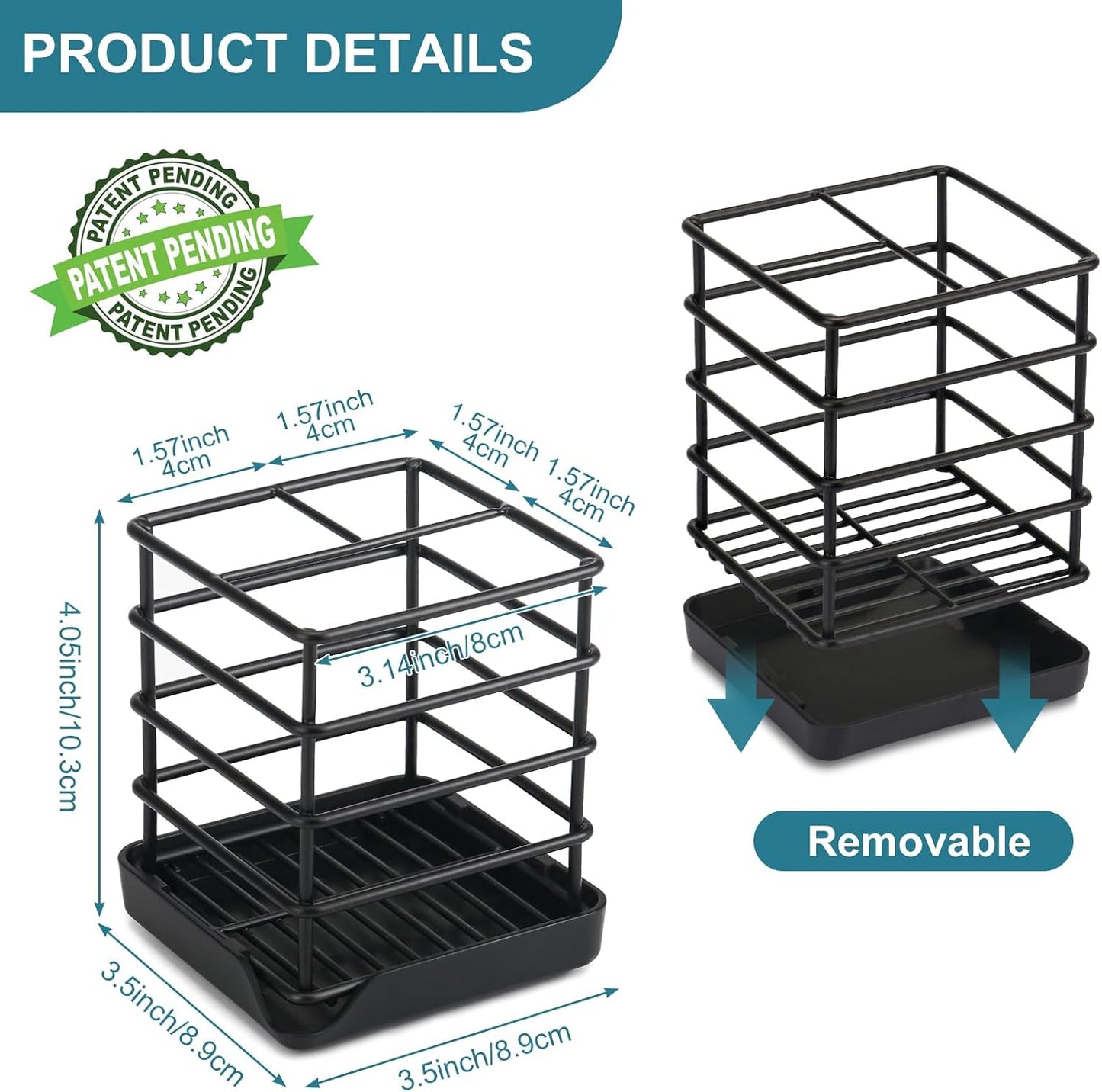 Toothbrush Holders for Bathrooms, Stainless Steel Bathroom Toothbrush Holder Kids Electric Tooth Brushing Holder Stand and Toothpaste Holder for Bathroom Accessories Organizer with Tray, Black (Small)