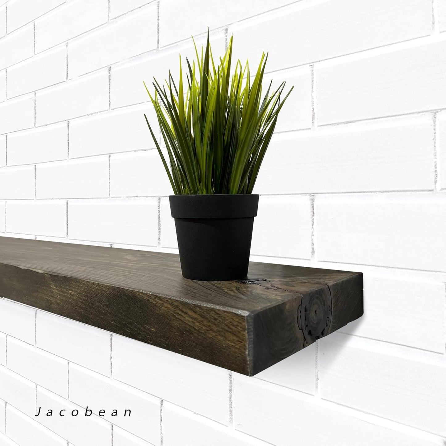 URBANDI, Rustic Floating Shelves, Set of 2, Hidden Bracket, Solid Wood, Heavy Duty, Wall Mounted Shelves, (Dark Brown, 24Wx12D)