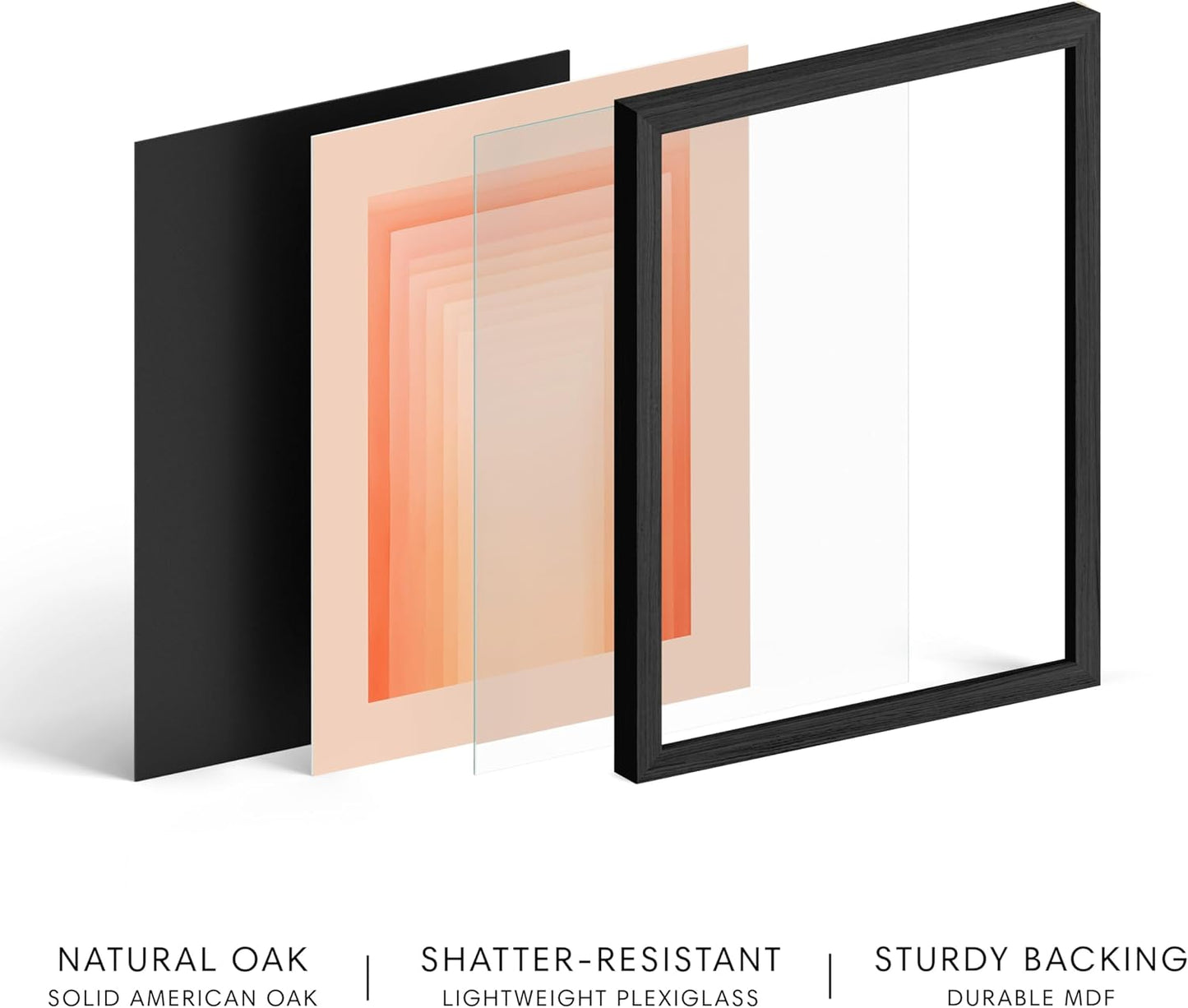 HAUS AND HUES Colorful Abstract Wall Art - Minimalist Retro Picture for Living Room Decor, Red and Pink Modern Wall Art Painting (Pink Geometric, Black Frame, 24x36)