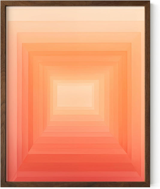 HAUS AND HUES Pink Geometric 2 Art Print with Walnut Oak Frame 11x14