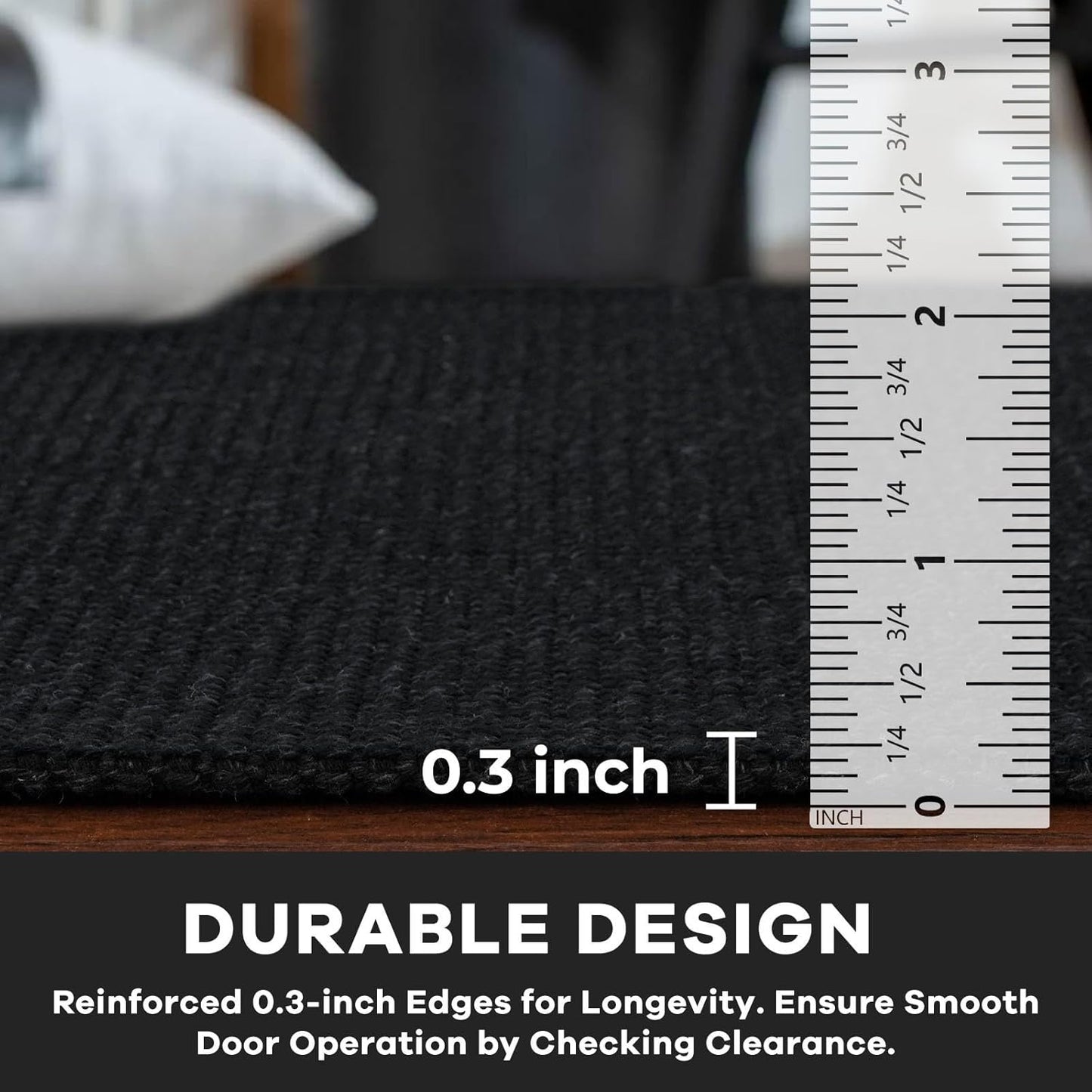 KOZYFLY Washable Runner Rug 3x18 ft Hallway Kitchen Runner Rugs with Rubber Backing Bobo Non Slip Entryway Runner Indoor, Long Carpet Runners for Hall Kitchen Entryway, Black