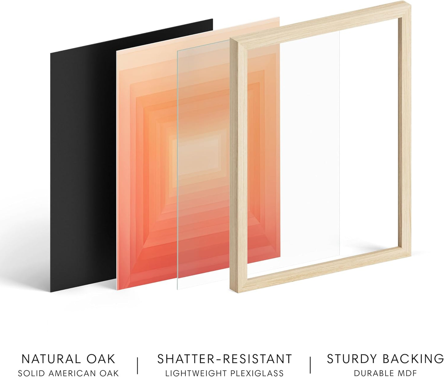 HAUS AND HUES Colorful Abstract Wall Art - Minimalist Retro Picture for Living Room Decor, Red and Pink Modern Wall Art Painting (Pink Geometric 2, Beige Frame, 24x36)