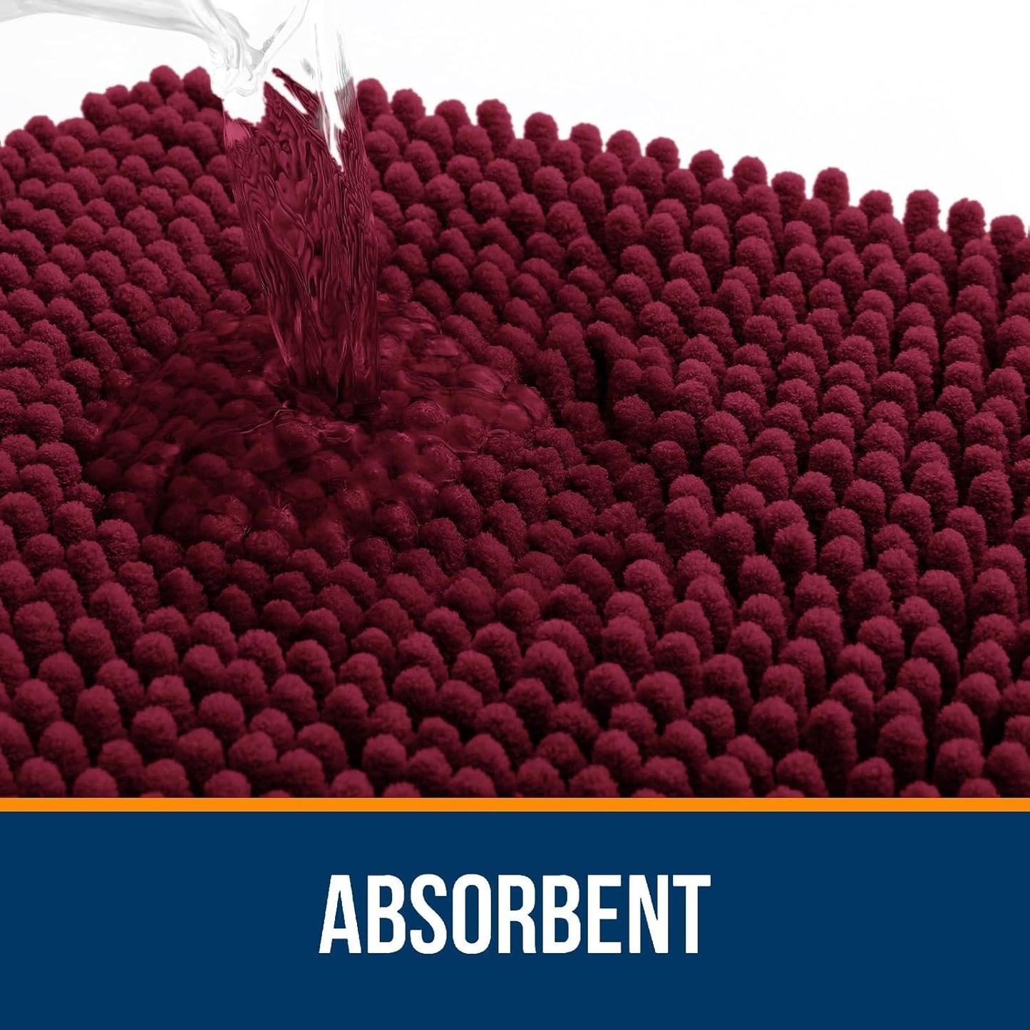 OLANLY Bathroom Rugs Sets 3 Piece, Soft Absorbent Chenille Bath Mats and U-Shaped Contour Toilet Rug, Quick Dry, Home Decor Accessories, Bath Mat Set for Bathroom (36"x24"+24"x16"+24"x20", Burgundy)