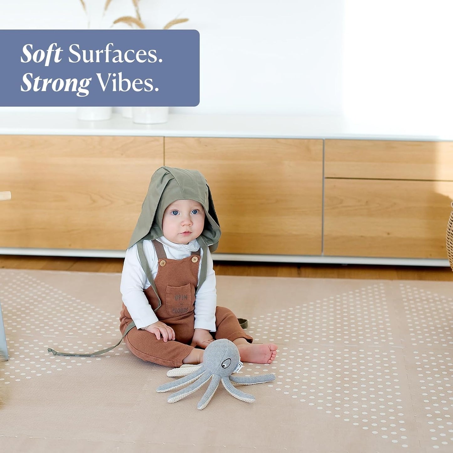 Toddlekind Playmat - Premium Foam Playmat, 4 x 6 feet, 6 Tile Extra Thick Foam Floor Puzzle Mat for Babies/Toddlers Stylish, Non-Toxic, Odorless. Perfect for Tummy Time, Crawling, and Play. Ideal for Nursery and Playroom. 0m+ (Beige)