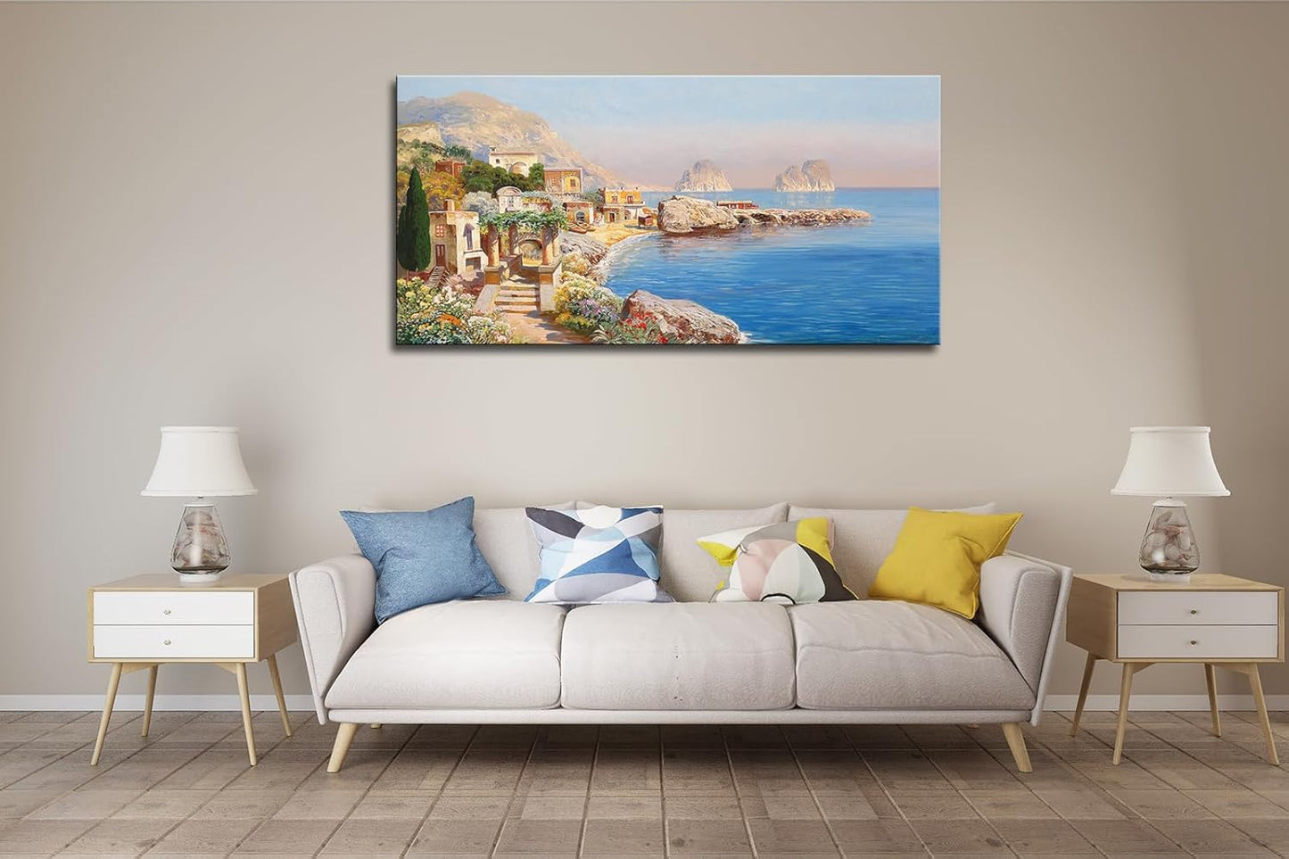 msspart Vintage Mediterranean Landscape by Gottfried Arnegger Canvas Wall Art Farmhouse Country Painting Picture Nature Artwork Poster Decor for Bedroom Living Room Office 20"x40"