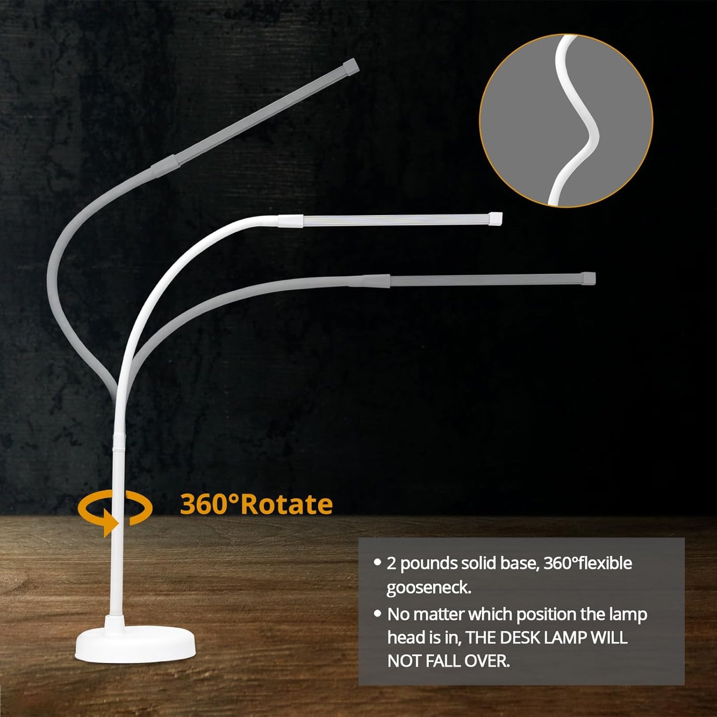 LED Desk Lamp, Swing Arm Architect Task Lamp with Long Flexible Gooseneck, Heavy Base, 3 Color Modes, 10 Brightness Levels, and USB Adapter, Desk Light for Home/Office/Drafting/Reading