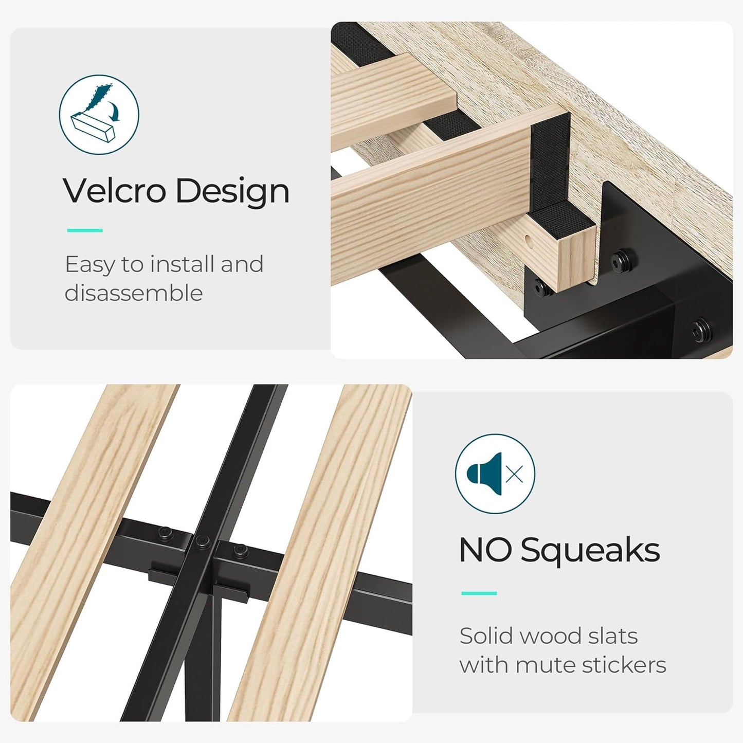 LINSY Wood Bed Frame with Headboard, Full Bedframe Wooden Platform Frames Vintage Full Size Bed Frames, No Box Spring Needed, Easy Assembly, Boho Wood