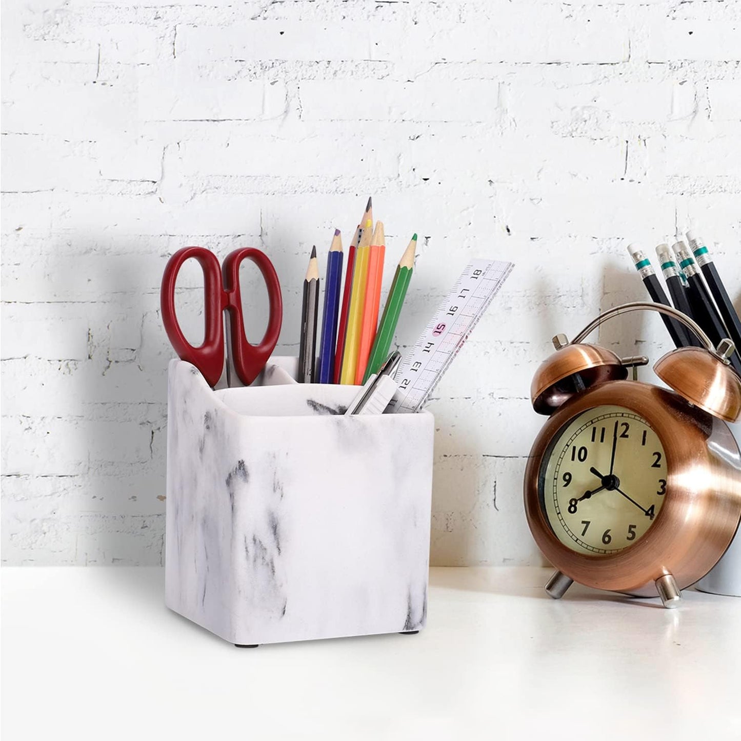 Toothbrush Holders for bathrooms, 3 Slots Electric Toothbrush Holder, White Marble Toothbrush and Toothpaste Holder Organizer for Razor,Cotton Swab(White 3 Slot)