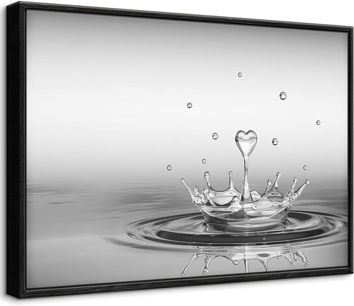 DCMVJHZV Framed Heart Drop Bathroom Wall Art Black and White Zen Bathroom Wall Art Yoga Meditation Picture Print Wall Decor Spa Room Bedroom Living Room Painting Wall Decorations(12"x16")