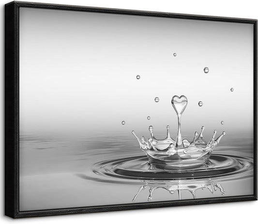 DCMVJHZV Framed Heart Drop Bathroom Wall Art Black and White Zen Bathroom Wall Art Yoga Meditation Picture Print Wall Decor Spa Room Bedroom Living Room Painting Wall Decorations(12"x16")