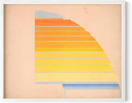 HAUS AND HUES Colorful Abstract Wall Art - Minimalist Retro Picture for Living Room Decor, Red and Pink Modern Wall Art Painting (Winold Reiss, White Frame, 8x10)