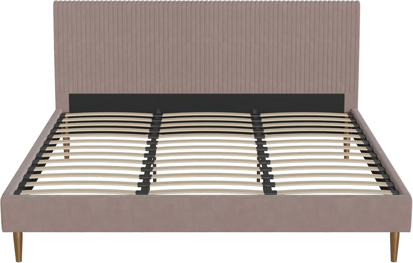 Mr. Kate Daphne Upholstered King Bed Frame with Headboard, Modern Platform Velvet King Bed Frame, Blush Velvet