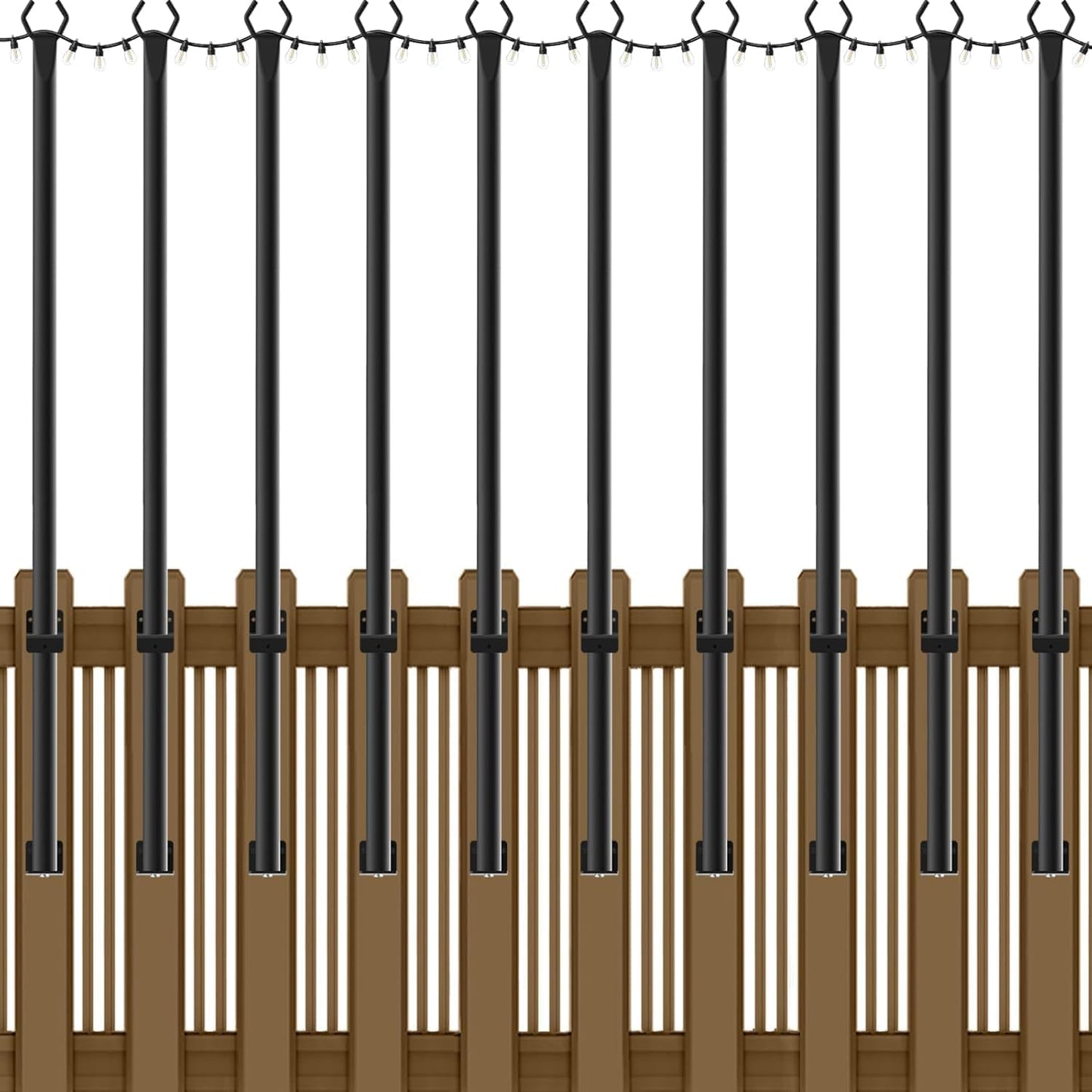 10 Pack String Light Poles,5Ft Metal Poles for Outdoor String Lights,Outdoor Light Poles with Post,Poles/Stand for Outside,Patio,Deck,Backyard,Garden Wedding,Party