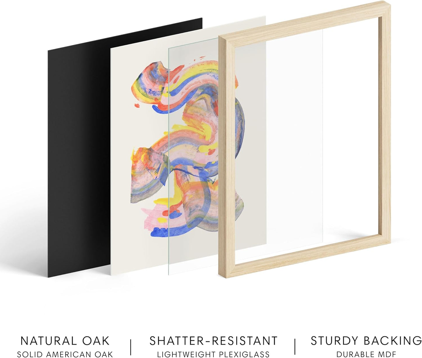 HAUS AND HUES Abstract Watercolor Swirls Art Print with Natural Oak Frame 16x20