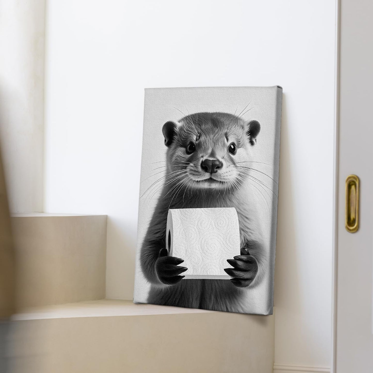 DIHSIEG Inspirational Canvas Wall Art Funny Bathroom Wall Art Print Poster, Frameless Canvas Decor,with Hook, Can be Placed on the Table,Motivational Prints,Dark 12x16 Inch