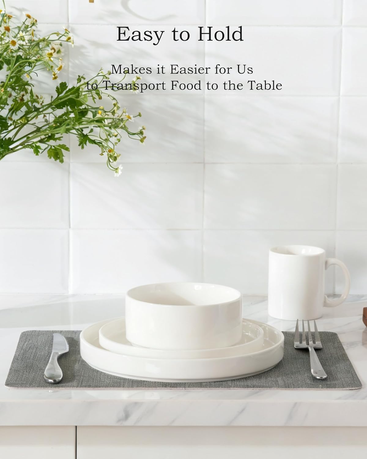 Sweejar Porcelain Dinnerware Sets for 6, 18 Pieces Ceramic Plates and Bowls Set, Classic Modern Simple Kitchen Dinner Dining Ware Set, Dishwasher and Microwave Safe Dishes Sets(Pure White)