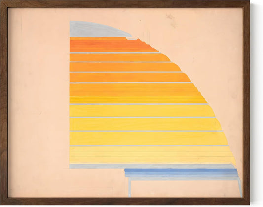 HAUS AND HUES Colorful Abstract Wall Art - Minimalist Retro Picture for Living Room Decor, Red and Pink Modern Wall Art Painting (Winold Reiss, Walnut Frame, 8x10)